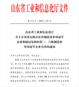公司入選第九批山東省制造業單項冠軍企業